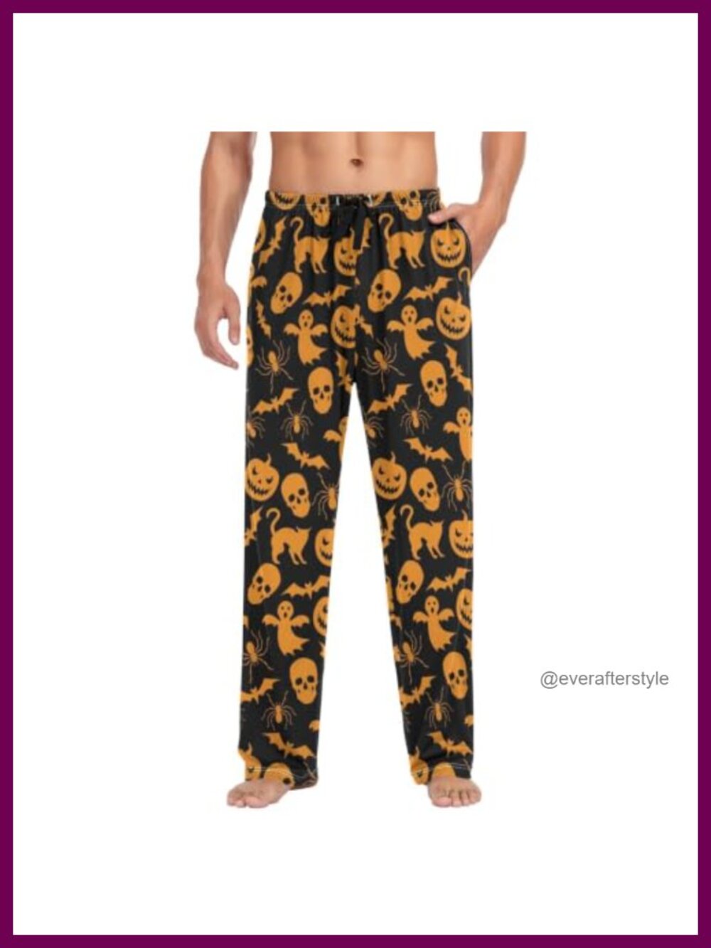 Men's Halloween Ghost Pumpkins Pajama Bottoms Soft Lounge Sleep Pants with